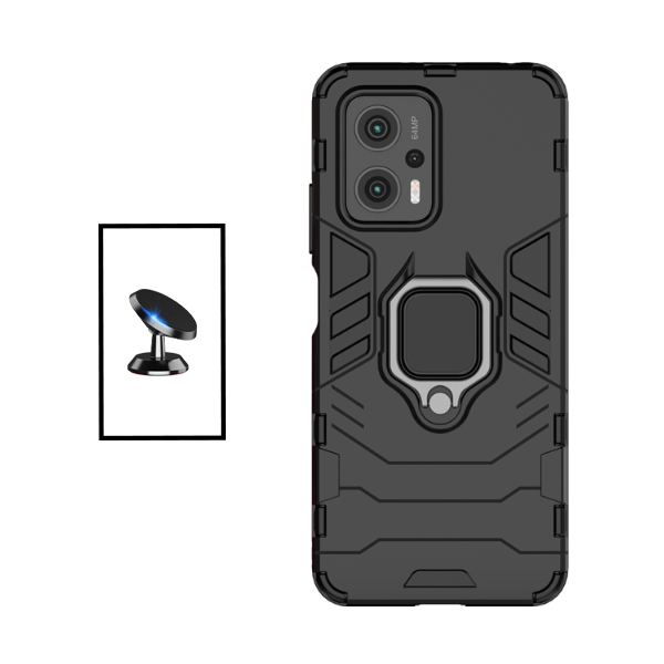 Kit Suporte Magnético de Carro + Capa 3X1 Military Defender para Xiaomi Redmi K50i - Preto