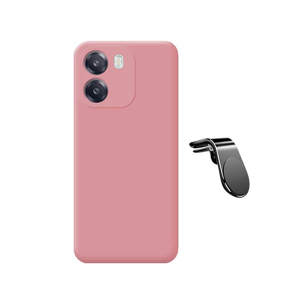 Kit Suporte L + Capa Silicone Líquido PHONECARE Para Oppo A6 - Rosa