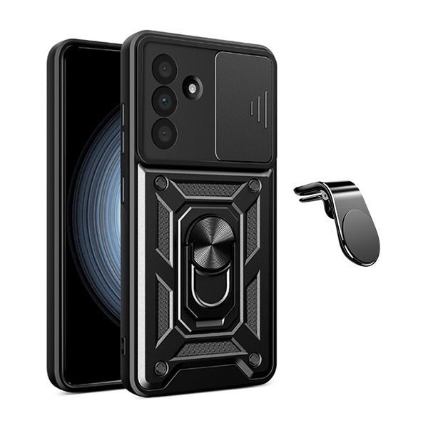 Kit Suporte L + Capa Magnetic Slide Window PHONECARE Para Samsung Galaxy A56  - Preto