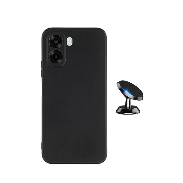 Kit Suporte Magnético + Capa Silicone Líquido PHONECARE Para Oppo A6x - Preto