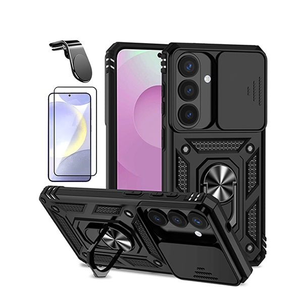 Kit Vidro + Capa Magnetic Slide Window + Suporte L PHONECARE Para Samsung Galaxy S26 + Plus - Preto