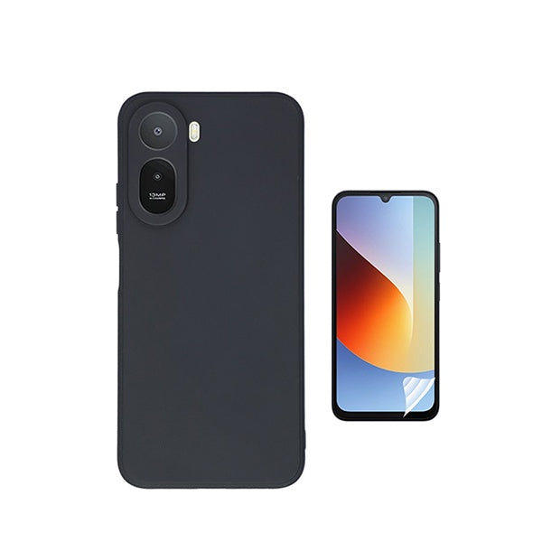 Kit Película Hydrogel Frente + Capa Silicone Líquido PHONECARE Para Xiaomi Redmi A7 Pro 4G - Preto