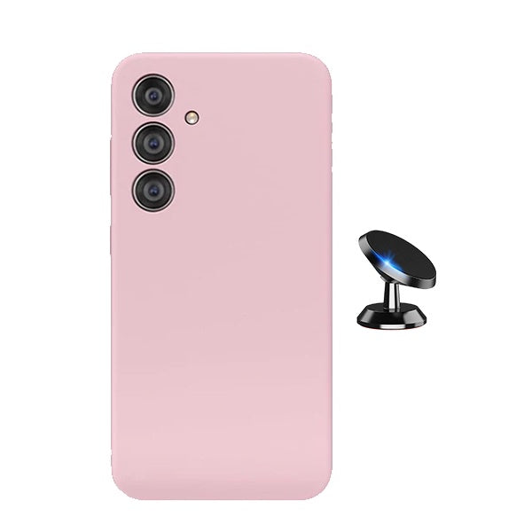 Kit Suporte Magnético + Capa Silicone Líquido Phonecare Para Samsung Galaxy S25 + Plus - Rosa