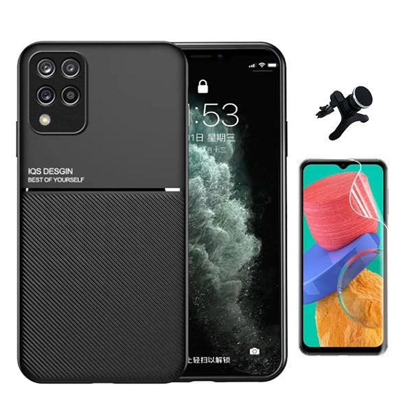 Kit Capa Magnetic Lux + Película Hydrogel Frente + Suporte Magnético PHONECARE Para Samsung M33 5G - Preto