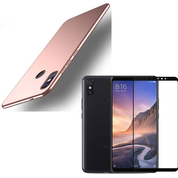 Kit Vidro Premium Full Cover + Capa SlimShield para Xiaomi Mi Max 3 - Rosa