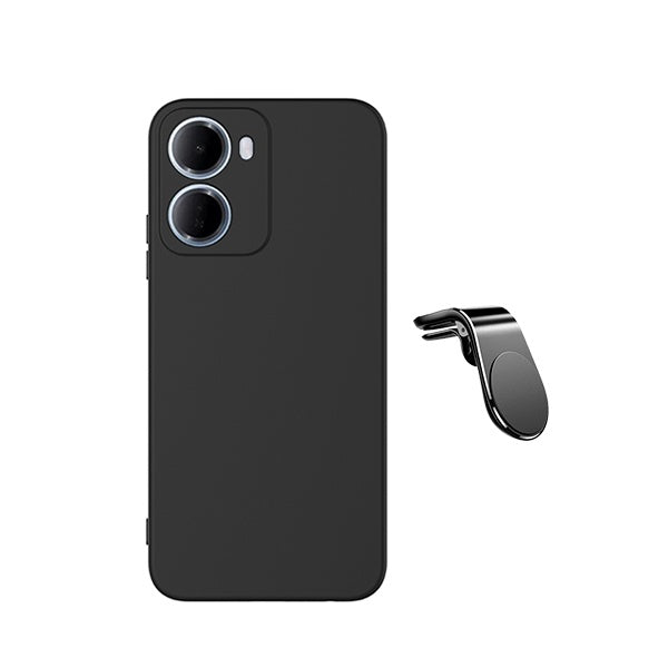 Kit Suporte L + Capa Silicone Líquido PHONECARE Para Xiaomi Redmi 15a 5G - Preto
