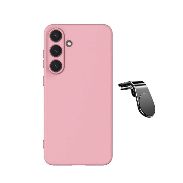 Kit Suporte L + Capa Silicone Líquido PHONECARE Para Samsung Galaxy S26 + Plus - Rosa