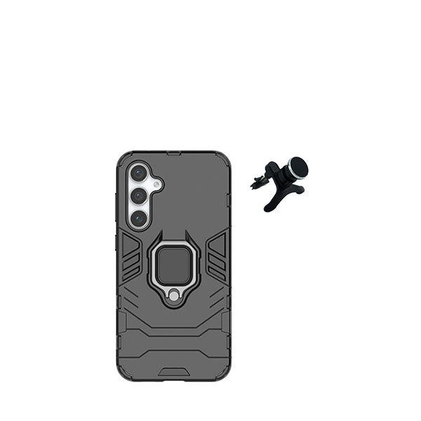 Kit Suporte Magnético de Carro Reforçado + Capa 3X1 Military Defender para Samsung Galaxy A05s - Preto