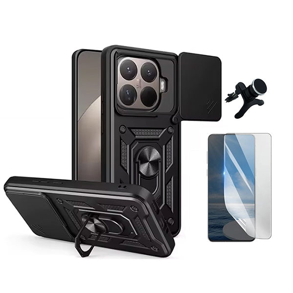 Kit Película Hydrogel Frente + Capa Magnetic Slide Window + Suporte Magnético Reforçado  PHONECARE Para Xiaomi 15T Pro 5G - Preto