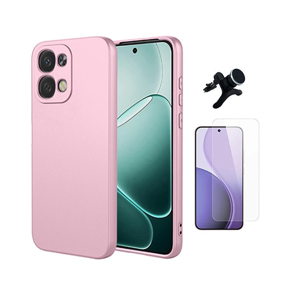 Kit Vidro Clearglass + Capa Silicone Líquido + Suporte Reforçado PHONECARE Para Oppo A6 Pro 4G - Rosa