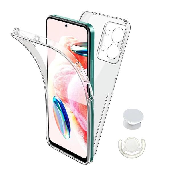 Kit Capa 3x1 360° Impact Protection + 1 GripHolder + 1 Suporte GripHolder Branco para Xiaomi Poco X6 - Transparente/Branco