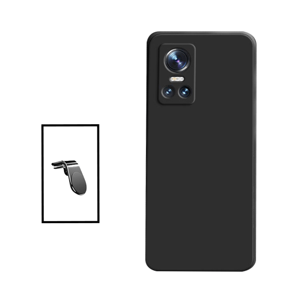 Kit Suporte Magnético L Safe Driving Carro + Capa Silicone Líquido para Realme GT Neo 3 150W - Preto