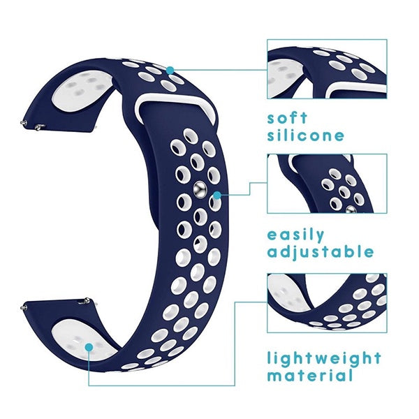 Bracelete Sportystyle PHONECARE Para Honor Watch 5 Pro - Azul Escuro / Branco