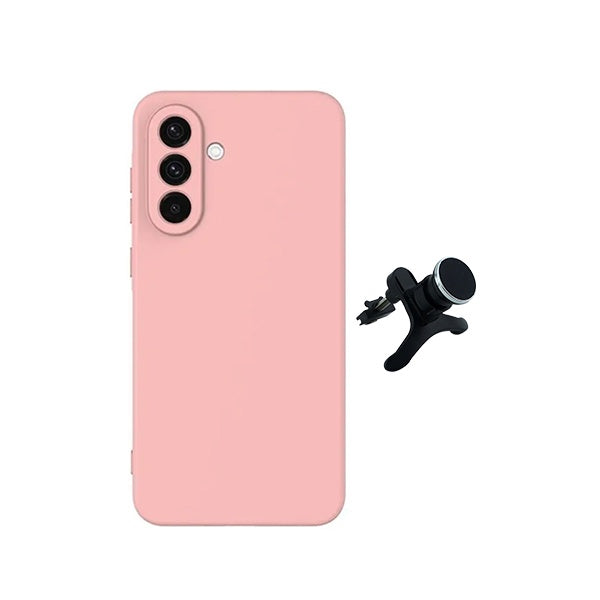 Kit Suporte Magnético Reforçado + Capa Silicone Líquido PHONECARE Para Samsung Galaxy A57 5G - Rosa