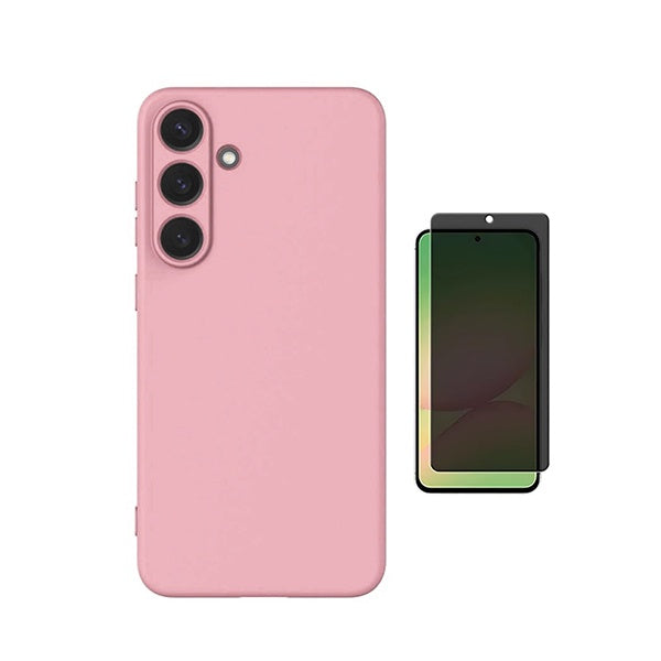 Kit Vidro Anti-Spy + Capa Silicone Líquido PHONECARE Para Samsung Galaxy S26 + Plus - Rosa
