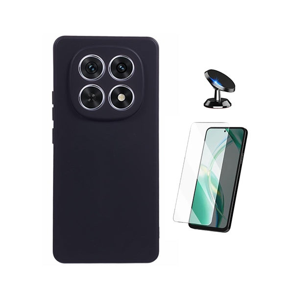 Kit Vidro Clearglass + Capa Silicone Líquido + Suporte Magnético PHONECARE Para Xiaomi Redmi Note 15 5G - Preto