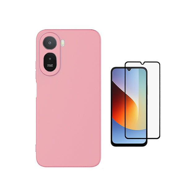 Kit Vidro Temperado + Capa Silicone Líquido PHONECARE Para Xiaomi Redmi A7 Pro - Rosa