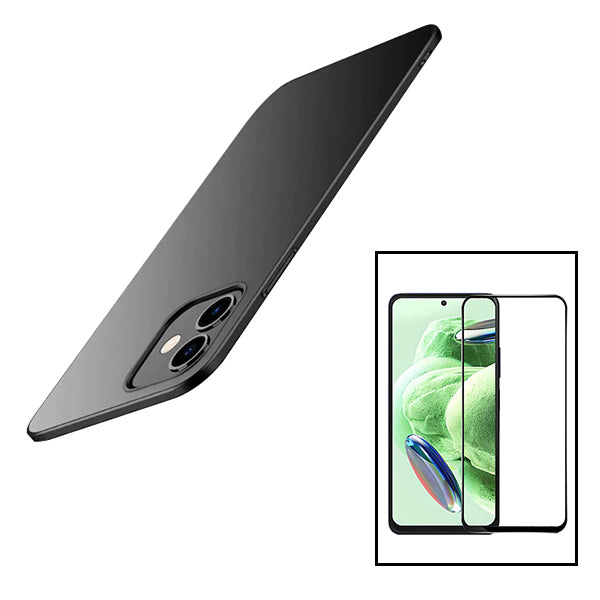 Kit Vidro Premium Full Cover + Capa SlimShield para Xiaomi Redmi Note 12R Pro - Preto