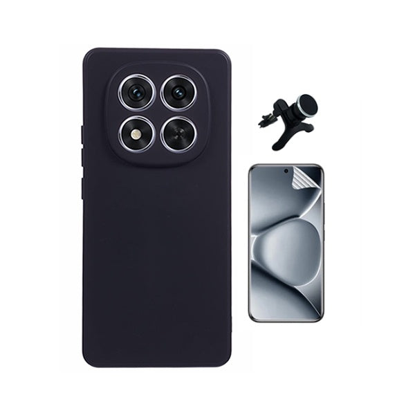 Kit Película Hydrogel Frente + Capa Silicone Líquido +  Suporte Reforçado PHONECARE Para Xiaomi Poco M8 Pro 5G - Preto