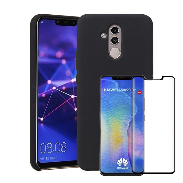 Kit Vidro Premium Full Cover + Capa Silicone Líquido para Huawei Mate 20 Lite