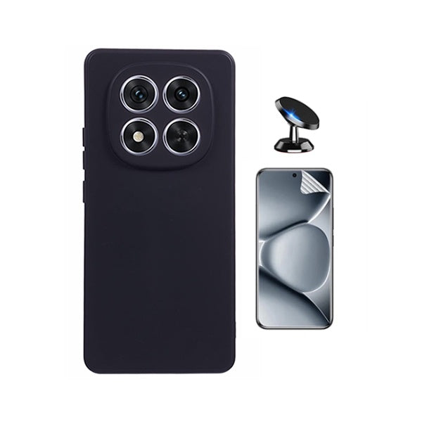Kit Película Hydrogel Frente + Capa Silicone Líquido + Suporte Magnético PHONECARE Para Xiaomi Redmi Note 15 Pro + Plus - Preto