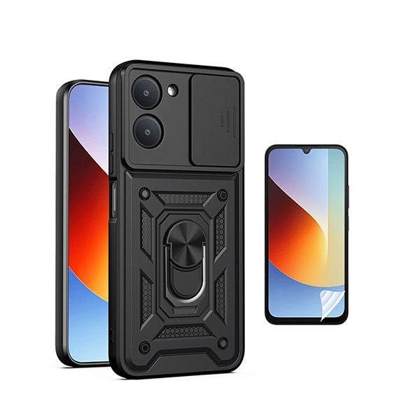Kit Película Hydrogel Frente + Capa Magnetic Slide Window PHONECARE Para Xiaomi Redmi A7 - Preto