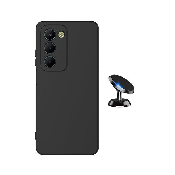 Kit Suporte Magnético + Capa Silicone Líquido PHONECARE Para Xiaomi Redmi 15 - Preto