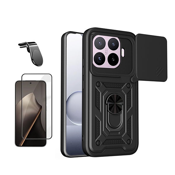 Kit Vidro + Capa Magnetic Slide Window + Suporte L PHONECARE Para Xiaomi 17T 5G - Preto