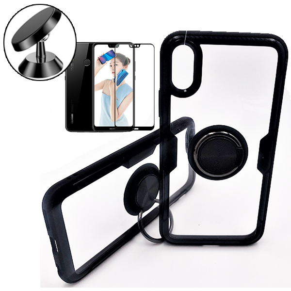 Kit Película 5d Anti-Spy + Capa Magnetic Military Defender Slide Window Anti-Impacto + Suporte Magnético de Carro Reforçado para Apple iPhone 16 Pro Max - Preto