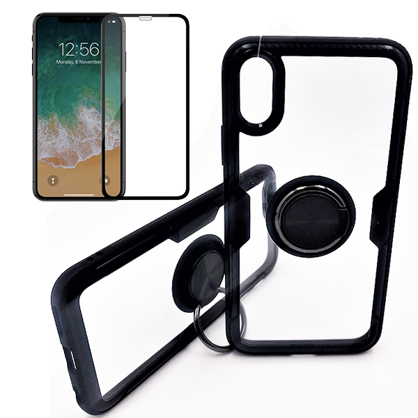 Kit Capa 3x1 Clear Armor + Vidro Premium Full Cover para Apple iPhone XS Max