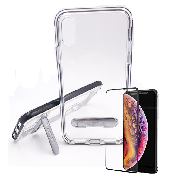 Kit Capa Crystal Hybrid + Película de Vidro Temperado Full Cover para Apple iPhone XR - Preto