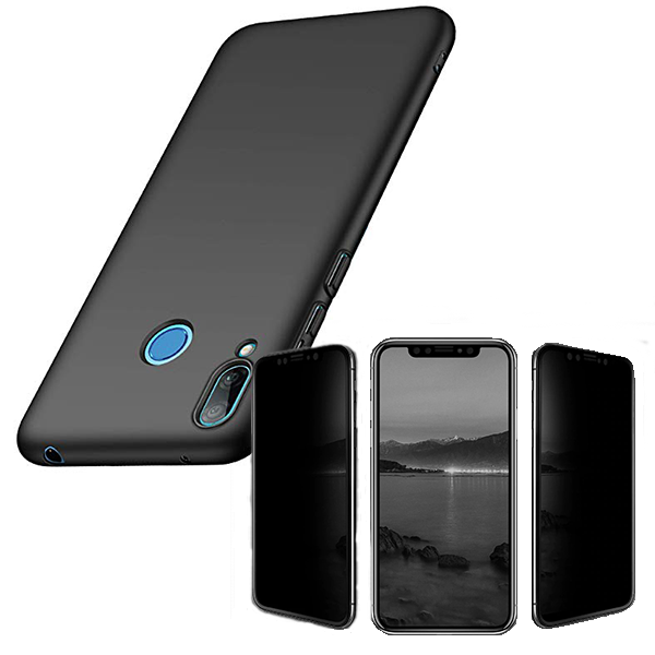 Kit Película 5D Anti-Spy + Capa SlimShield para Huawei Y7 Pro 2019 - Preto