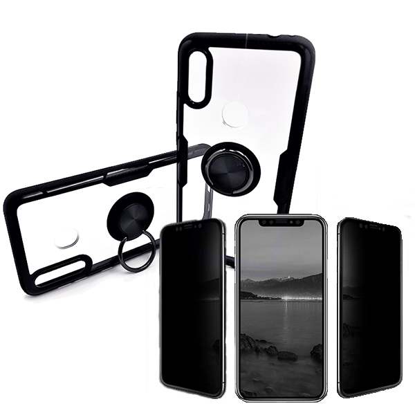 Kit Película 5D Anti-Spy + Capa 3x1 Clear Armor para Xiaomi Redmi Note 7