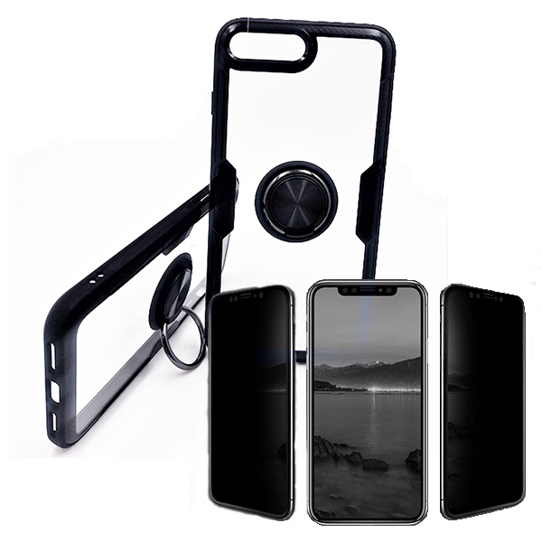 Kit Película 5D Anti-Spy + Capa 3x1 Clear Armor para Apple iPhone 7 / 8
