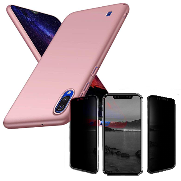 Kit Película 5D Anti-Spy + Capa SlimShield para Samsung Galaxy M10 - Rosa