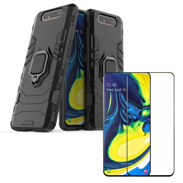 Kit Vidro Premium Full Cover + Capa 3X1 Military Defender para Samsung Galaxy A90 5G