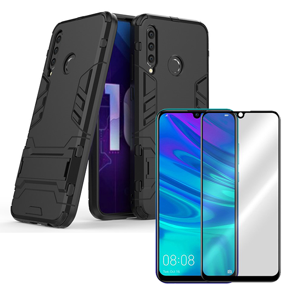 Kit Vidro Premium Full Cover + Capa 3X1 Military Defender para Huawei Honor 20e