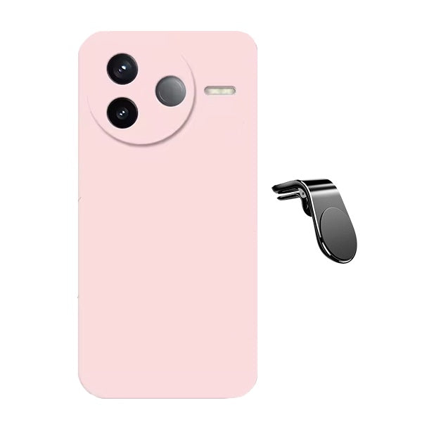 Kit Suporte L + Capa Silicone Líquido PHONECARE Para Xiaomi Poco F7 Pro - Rosa