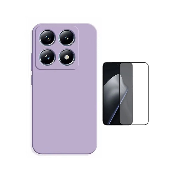 Kit Vidro Temperado + Capa Silicone Líquido PHONECARE Para Xiaomi 15T 5G - Roxo