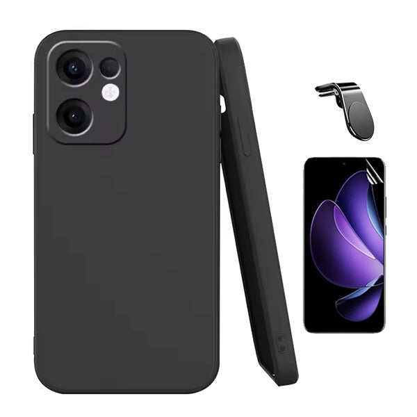 Kit Película Hydrogel Frente + Capa Silicone Líquido + Suporte L PHONECARE Para Oppo Reno13 F 4G - Preto