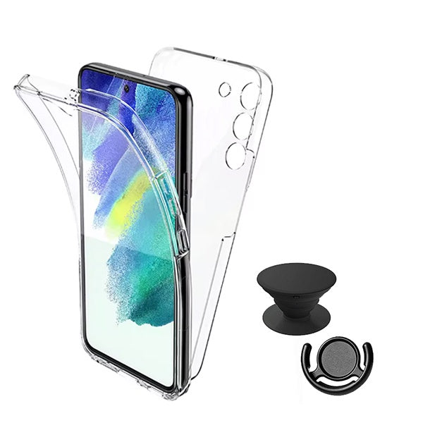 Kit Capa 360° Impact Protection + 1 Gripholder + 1 Suporte PHONECARE Para Oppo A5 5G - Transparente/Preto