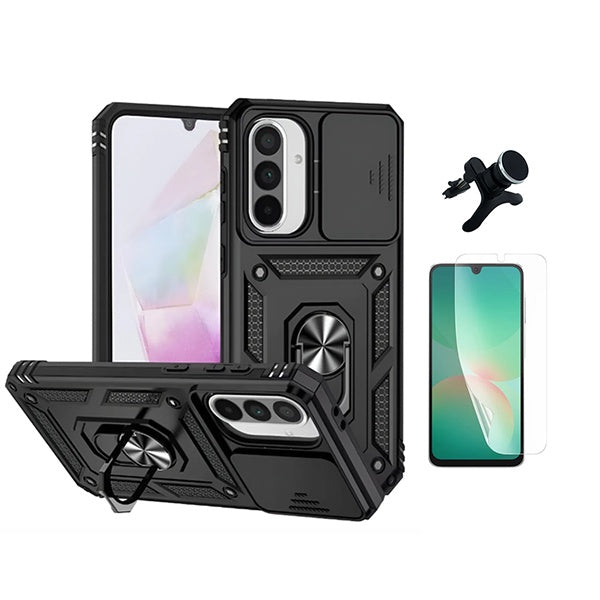 Kit Película Hydrogel Frente + Capa Magnetic Slide Window + Suporte Magnético Reforçado  PHONECARE Para Samsung Galaxy A17 5G - Preto