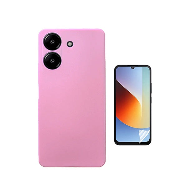 Kit Película Hydrogel Frente + Capa Silicone Líquido PHONECARE Para Xiaomi Redmi A7 4G - Rosa