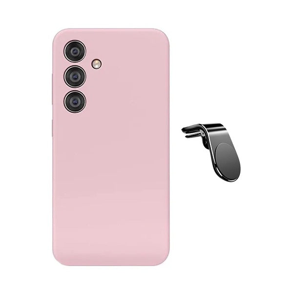 Kit Suporte L + Capa Silicone Líquido PHONECARE Para Samsung Galaxy A17 - Rosa