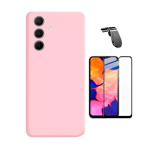 Kit Vidro Temperado + Capa Silicone Líquido + Suporte L Phonecare Para Samsung Galaxy A13 5G - Rosa