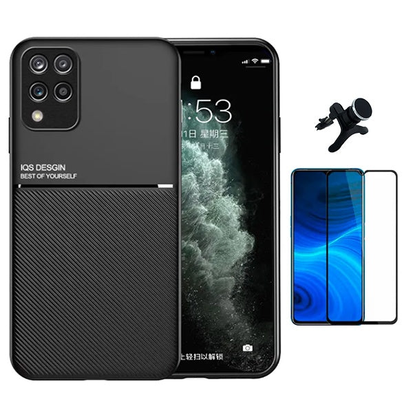 Kit Capa Magnetic Lux + Vidro + Suporte Magnético Reforçado PHONECARE Para Samsung M33 5G - Preto