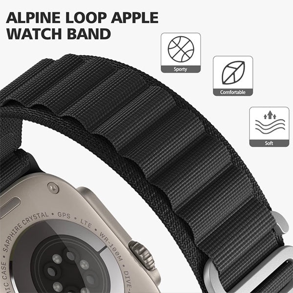 Bracelete Nylonsense Alpine M (Pulso de 145mm a 190mm) PHONECARE Para Honor Watch 5 Pro - Preto