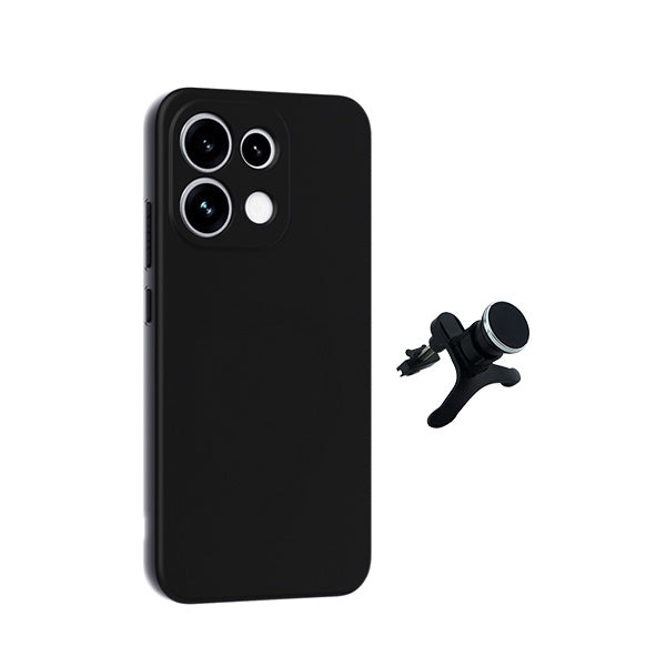 Kit Suporte Magnético Reforçado + Capa Silicone Líquido PHONECARE Para Oppo Reno16 Pro - Preto