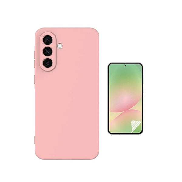 Kit Película Hydrogel Frente + Capa Silicone Líquido PHONECARE Para Samsung Galaxy A37 5G - Rosa
