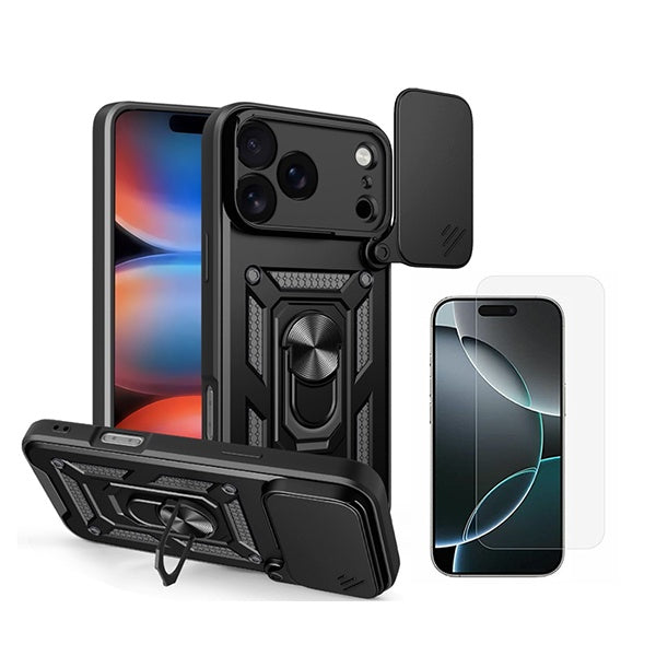 Kit Vidro Clearglass + Capa Magnetic Slide Window PHONECARE Para Apple iPhone 18 Pro - Preto
